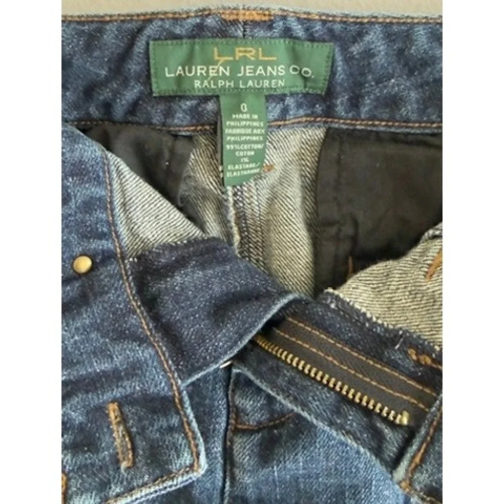 Lauren Ralph Lauren Denim Pencil Skirt Medium Wash Blue Zip Pocket Womens Size 0